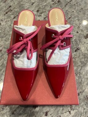 Maeve Red & Pink Patent Mules / Heels